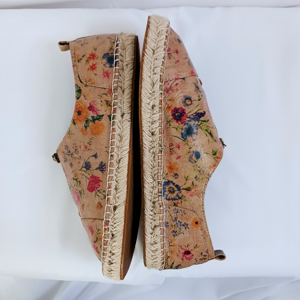 New PATRICIA NASH Italian Leather Espradrills Floral Print Resort Flats Size 11 - Picture 9 of 13